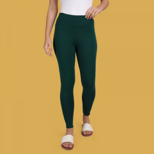 Women Viscose Blend Solid Bottle Green Ankle Length Legging